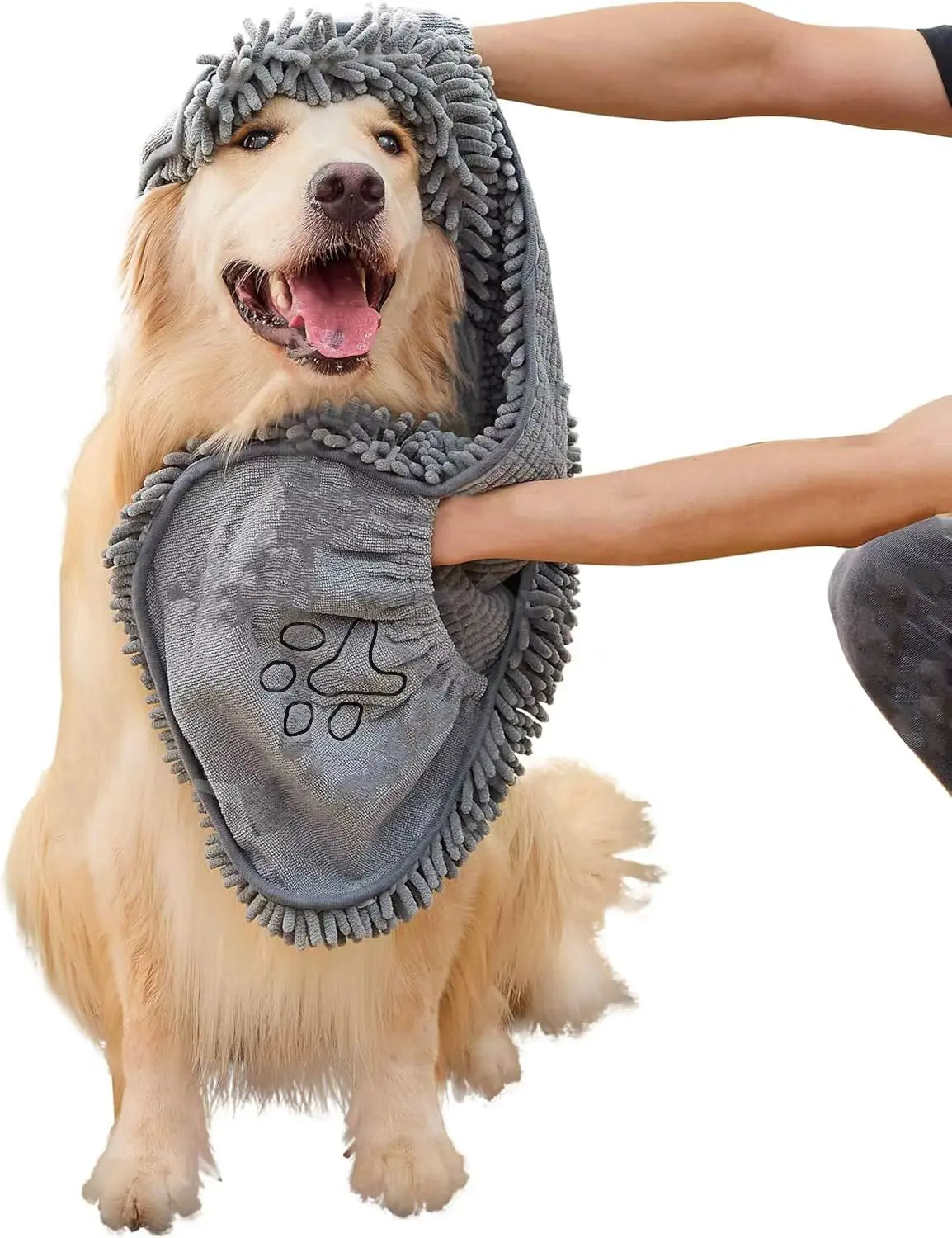 Super Absorbent Microfiber Dog Towel with Hand Pockets - Quick Drying & Machine Washable for Medium to Large Dogs (30" x 13")