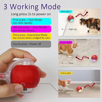 Engaging Automatic Cat Toy Ball - Fast Rolling & Chirping Fun for Indoor Cats!