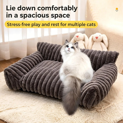 Luxurious Cozy Fluffy Fleece Pet Sofa Bed - Removable Washable Cover for Year-Round Comfort, Ideal for Indoor & Outdoor Use for Cats