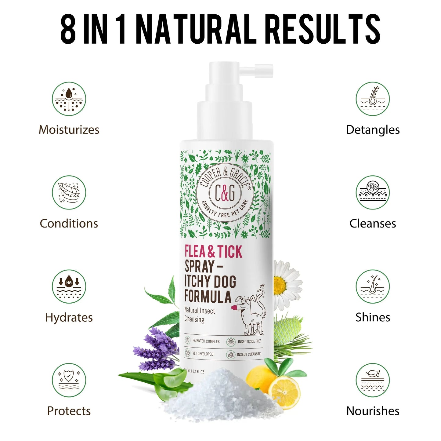 Gentle Plant-Based Flea & Tick Shampoo for Dogs - 300ml - Cleanses, Freshens & Soothes Sensitive Skin