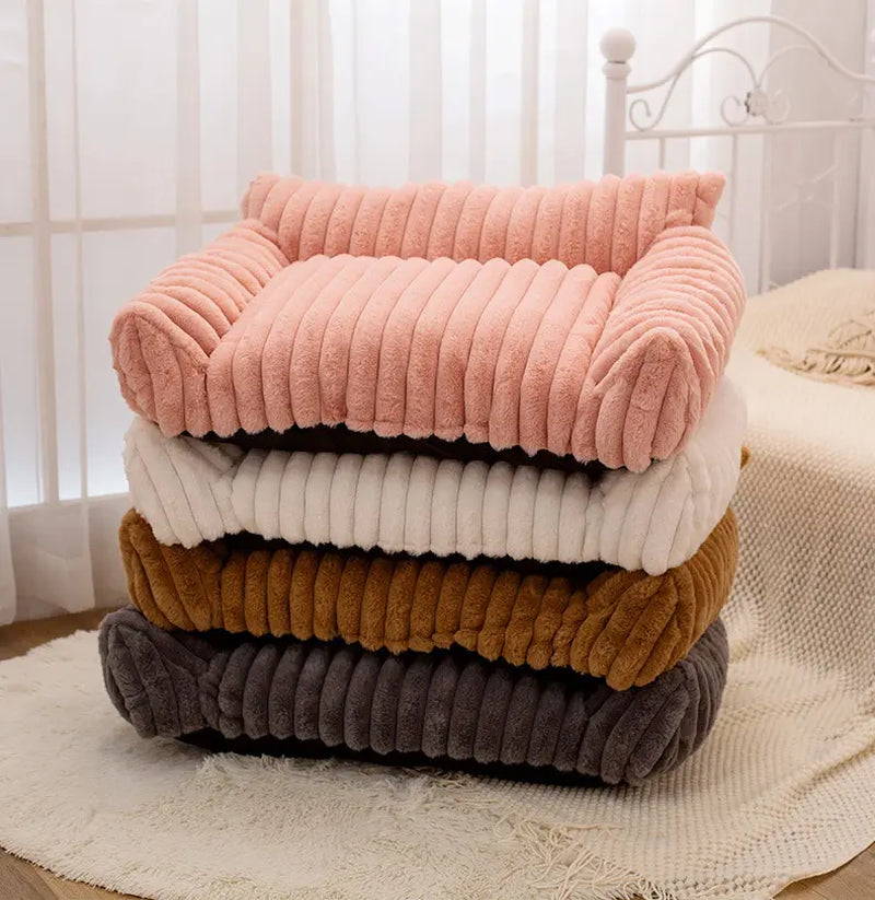 Luxurious Cozy Fluffy Fleece Pet Sofa Bed - Removable Washable Cover for Year-Round Comfort, Ideal for Indoor & Outdoor Use for Cats