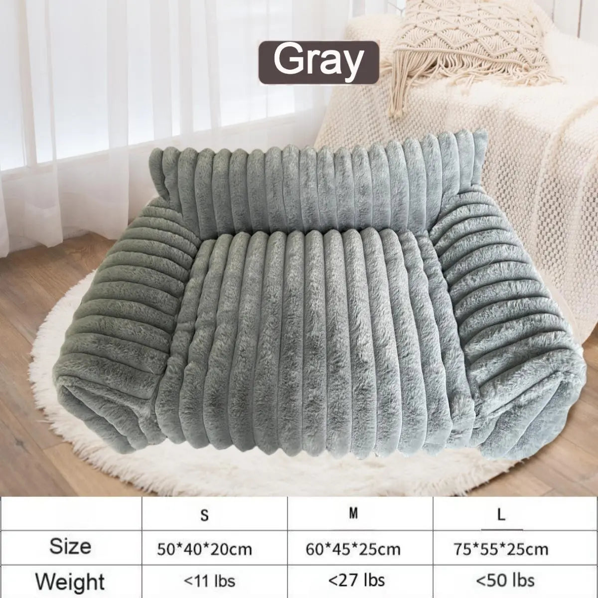 Luxurious Cozy Fluffy Fleece Pet Sofa Bed - Removable Washable Cover for Year-Round Comfort, Ideal for Indoor & Outdoor Use for Cats
