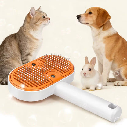 Ultimate 3-In-1 Steam Pet Grooming Brush - Self-Cleaning Spray Comb & De-Shedding Tool for Cats & Dogs