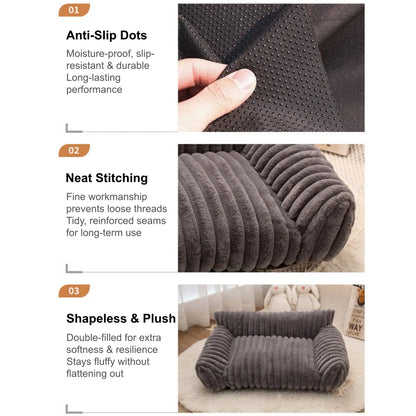Luxurious Cozy Fluffy Fleece Pet Sofa Bed - Removable Washable Cover for Year-Round Comfort, Ideal for Indoor & Outdoor Use for Cats