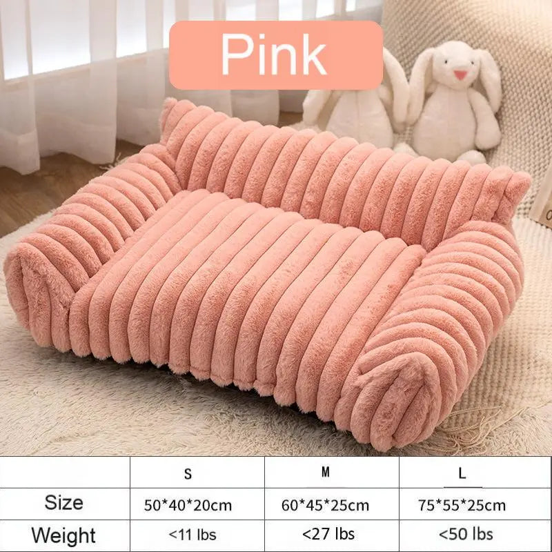 Luxurious Cozy Fluffy Fleece Pet Sofa Bed - Removable Washable Cover for Year-Round Comfort, Ideal for Indoor & Outdoor Use for Cats