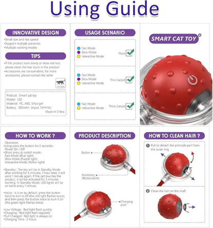 Engaging Automatic Cat Toy Ball - Fast Rolling & Chirping Fun for Indoor Cats!