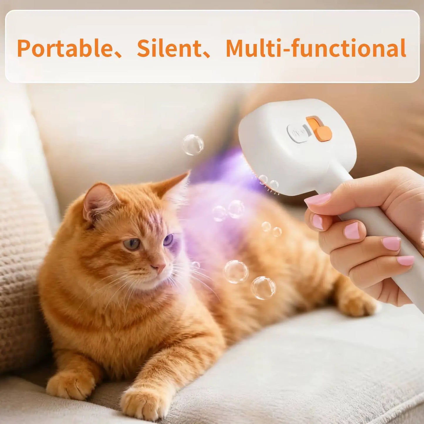Ultimate 3-In-1 Steam Pet Grooming Brush - Self-Cleaning Spray Comb & De-Shedding Tool for Cats & Dogs