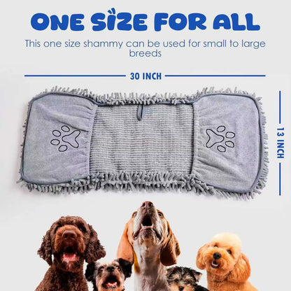 Super Absorbent Microfiber Dog Towel with Hand Pockets - Quick Drying & Machine Washable for Medium to Large Dogs (30" x 13")