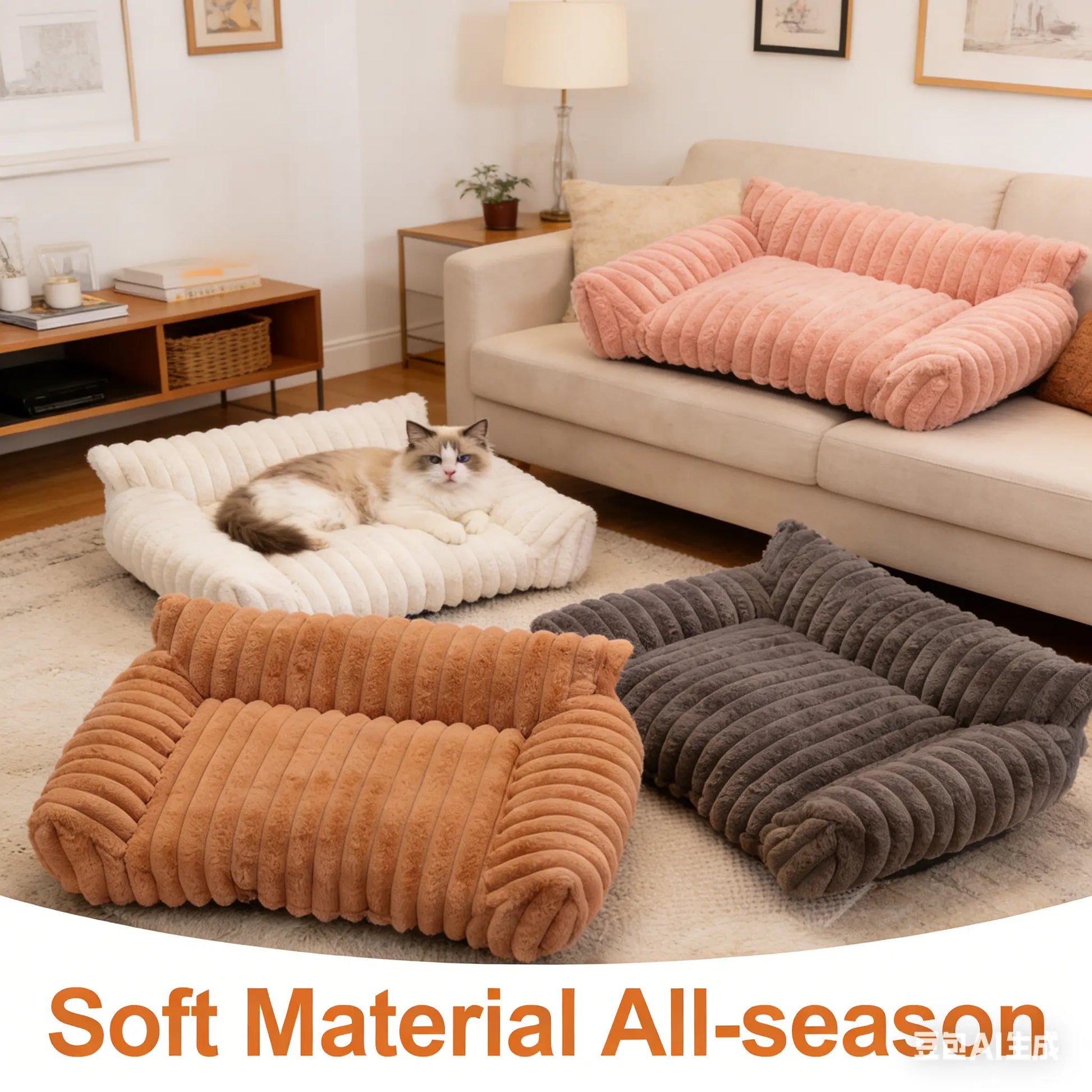 Luxurious Cozy Fluffy Fleece Pet Sofa Bed - Removable Washable Cover for Year-Round Comfort, Ideal for Indoor & Outdoor Use for Cats